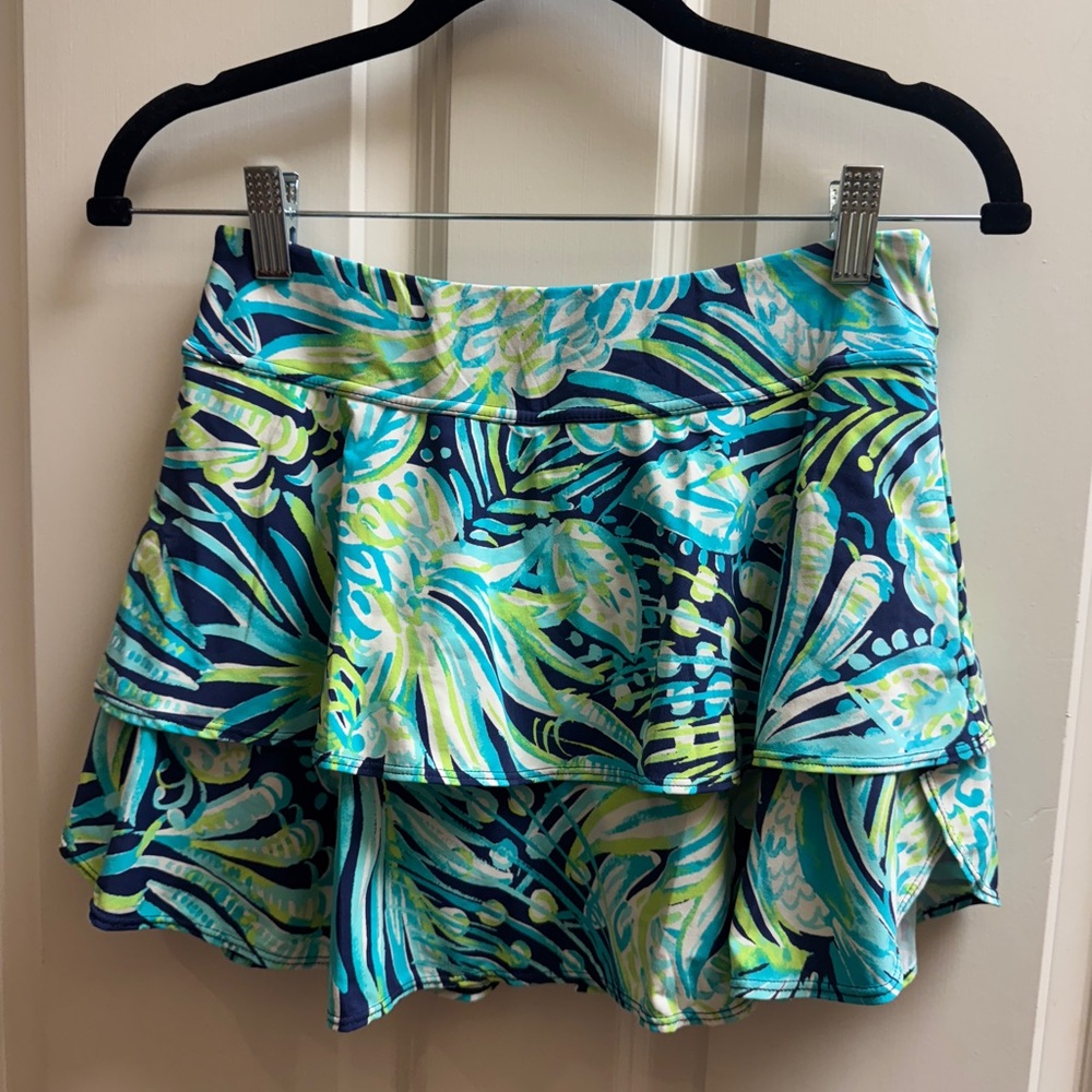 Lilly Pulitzer Blue and Green Layered Mini Skirt